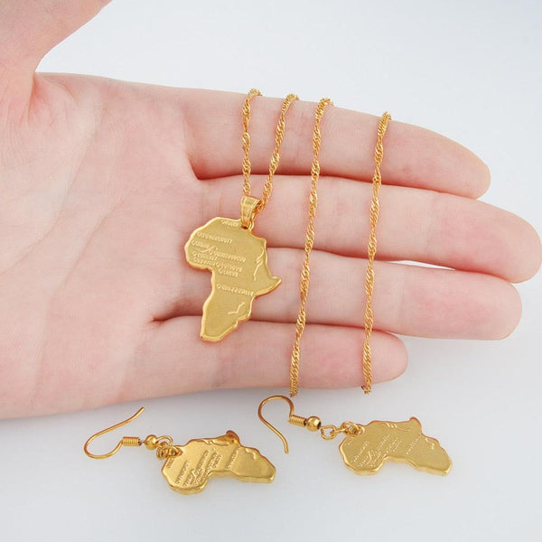 Africa Map Necklace & Earrings