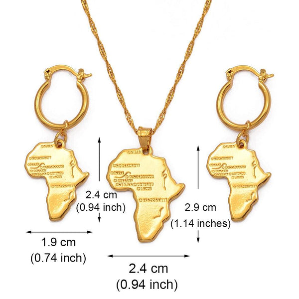 Africa Map Necklace & Earrings
