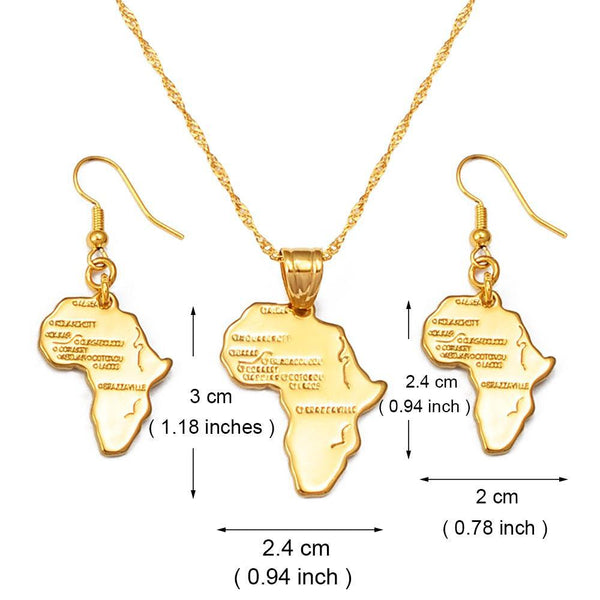 Africa Map Necklace & Earrings