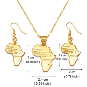 Africa Map Necklace & Earrings