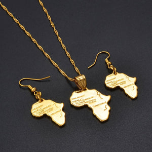 Africa Map Necklace & Earrings