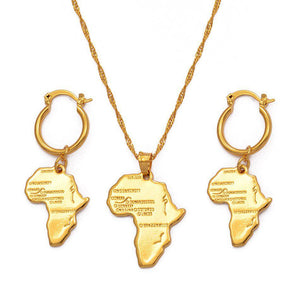 Africa Map Necklace & Earrings
