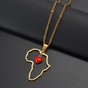 Africa Map with Heart Necklace
