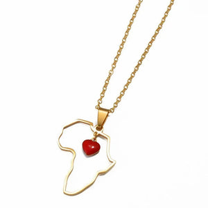 Africa Map with Heart Necklace