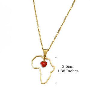 Africa Map with Heart Necklace