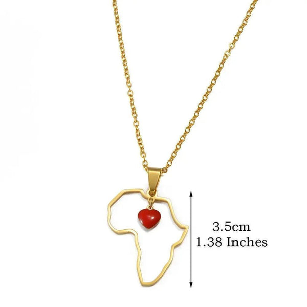 Africa Map with Heart Necklace
