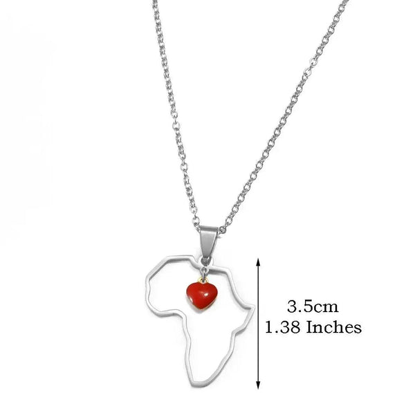 Africa Map with Heart Necklace