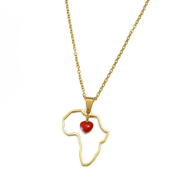 Africa Map with Heart Necklace
