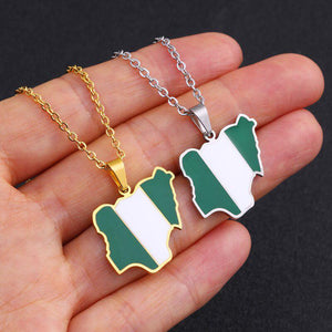 Africa Nigeria Country Map Flag Necklace