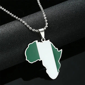 Africa Nigeria Flag Map Necklace