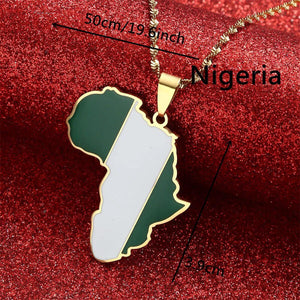 Africa Nigeria Flag Map Necklace
