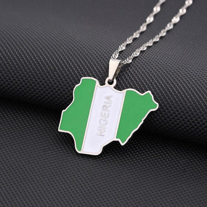 Africa Nigeria Flag Map Necklace