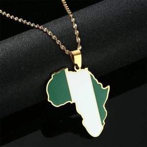 Africa Nigeria Flag Map Necklace