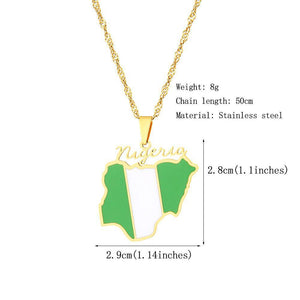 Africa Nigeria Flag Map Necklace