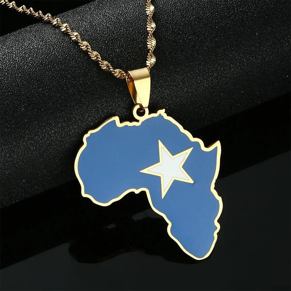 Africa Somali Flag Map Necklace