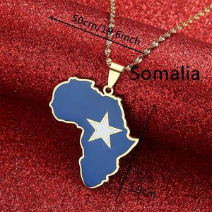 Africa Somali Flag Map Necklace