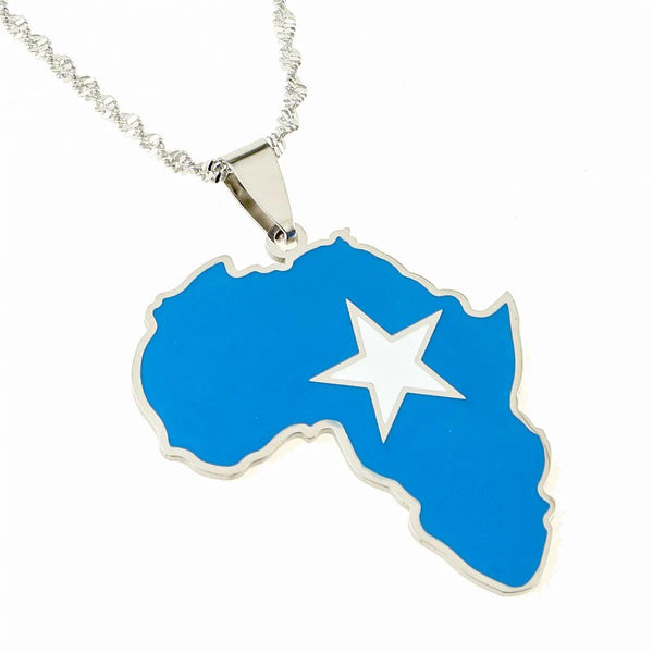 Africa Somali Flag Map Necklace