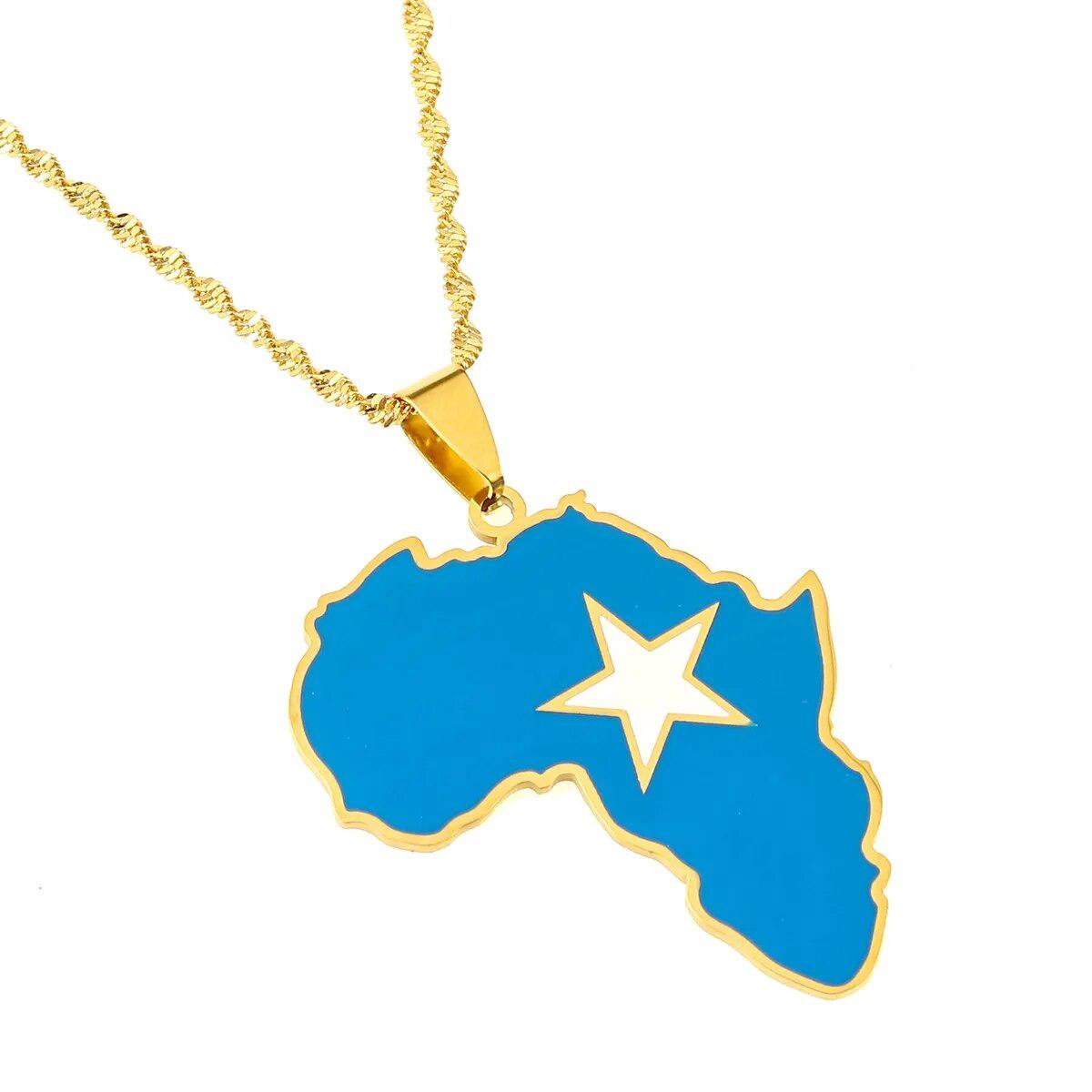 Africa Somali Flag Map Necklace