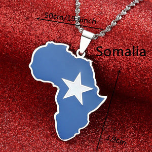 Africa Somalia Flag Map Necklace