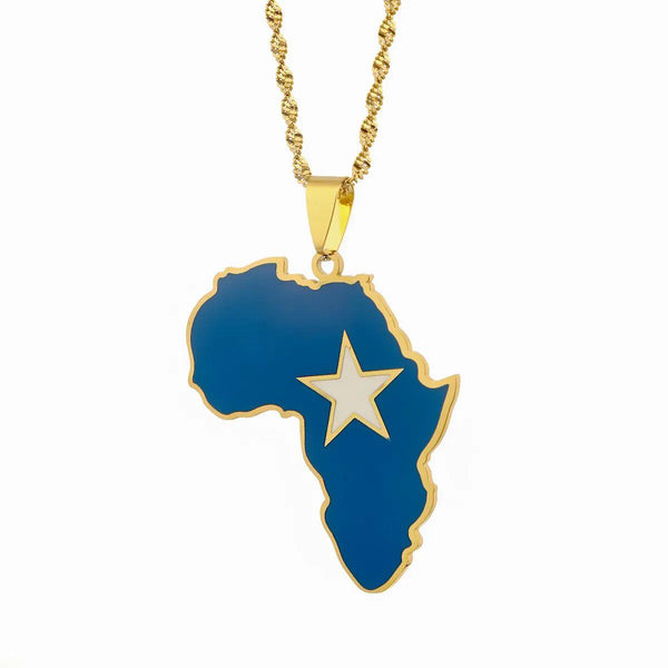 Africa Somalia Flag Map Necklace