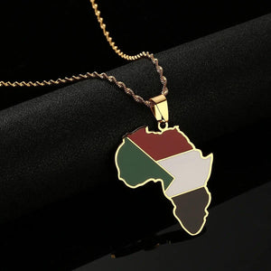 Africa Sudan Flag Map Necklace