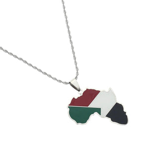 Africa Sudan Flag Map Necklace