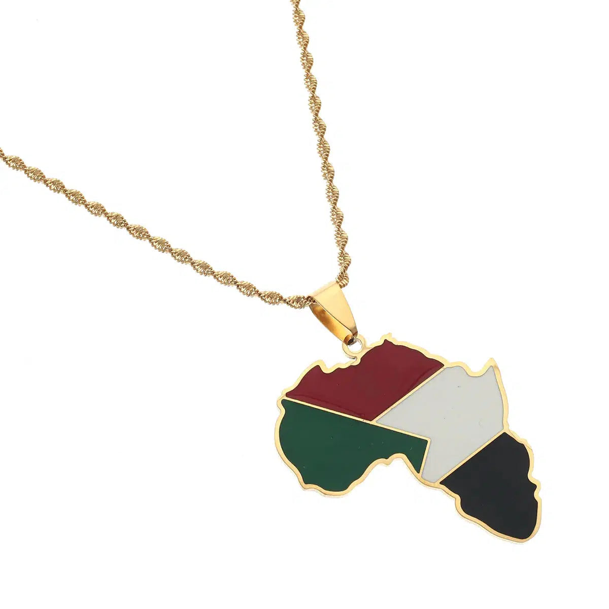 Africa Sudan Flag Map Necklace