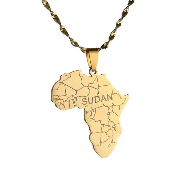 Africa Sudan Map Necklace