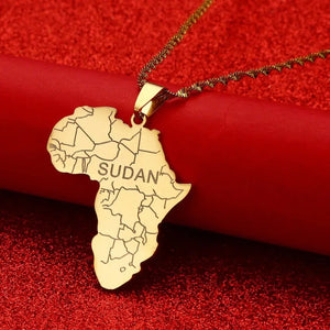 Africa Sudan Map Necklace