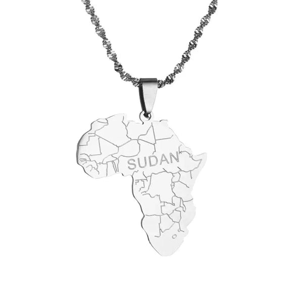 Africa Sudan Map Necklace