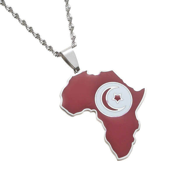 Africa Tunisia Flag Map Necklace