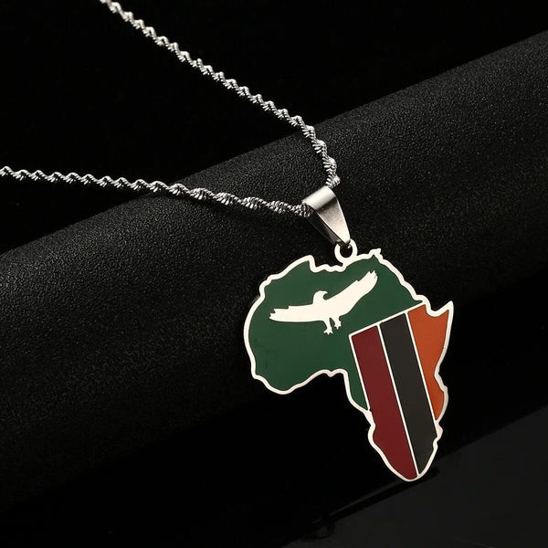 Africa Zambia Flag Map Necklace