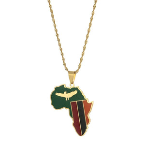 Africa Zambia Flag Map Necklace