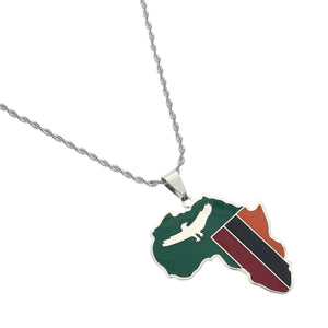 Africa Zambia Flag Map Necklace