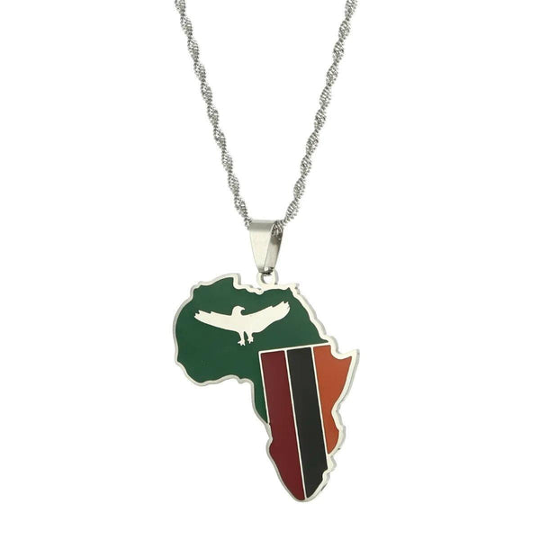 Africa Zambia Flag Map Necklace