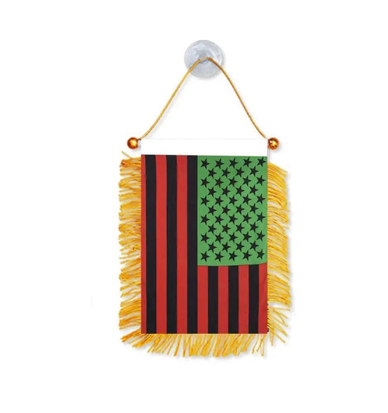 African-American Hanging Flag for Car - Small Rearview Mirror Flag