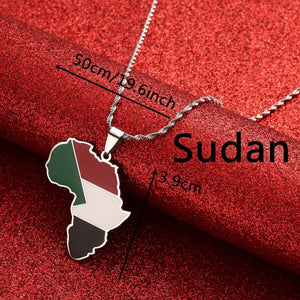 African Sudan Flag Map Necklace