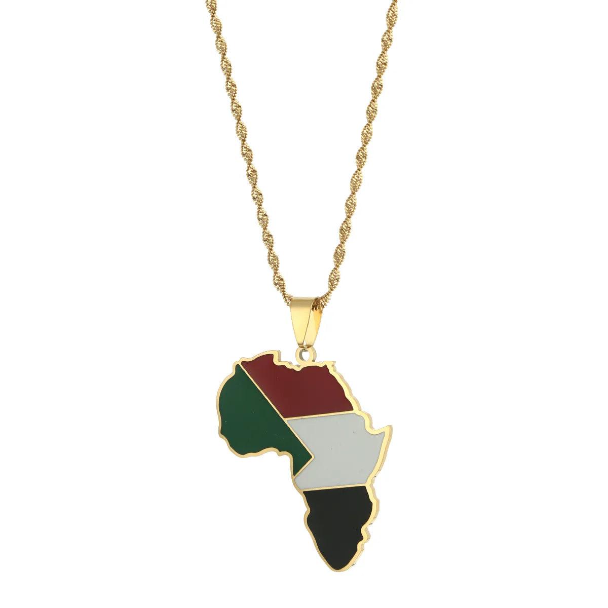 African Sudan Flag Map Necklace