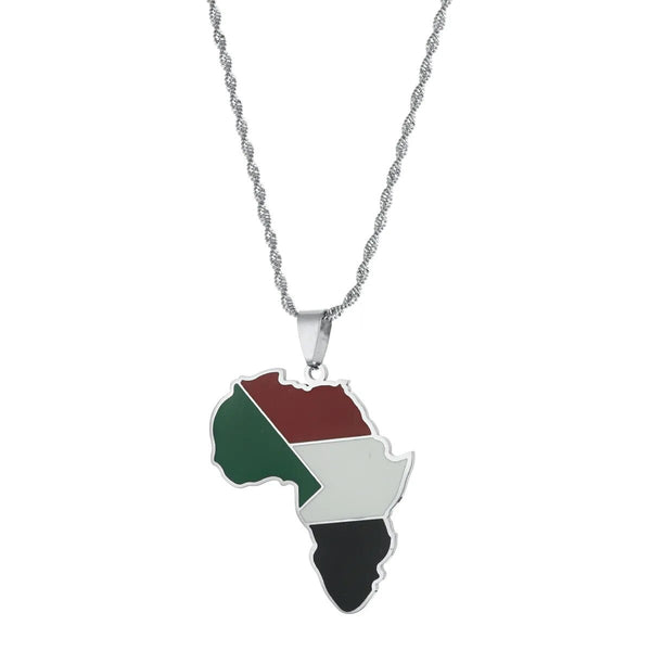 African Sudan Flag Map Necklace