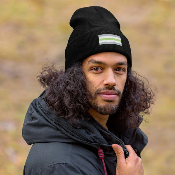Agender Flag Beanie - Embroidered LGBT+ Winter Hat