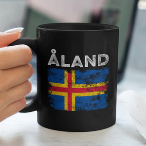 Aland Flag Distressed Åland Island Flag Mug