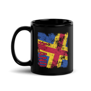 Aland Flag Distressed Mug