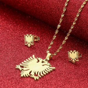 Albania Eagle Pendant Necklace & Earrings