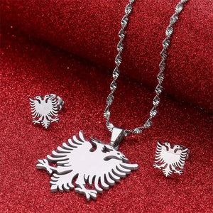 Albania Eagle Pendant Necklace & Earrings