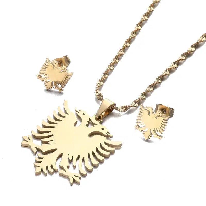 Albania Eagle Pendant Necklace & Earrings