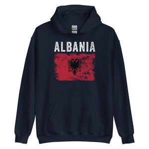 Albania Flag Distressed - Albanian Flag Hoodie