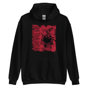 Albania Flag Distressed Hoodie