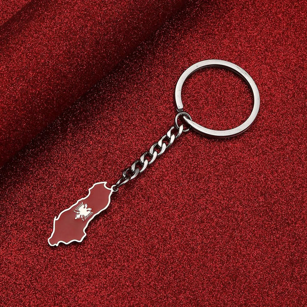 Albania Flag Map Keychain