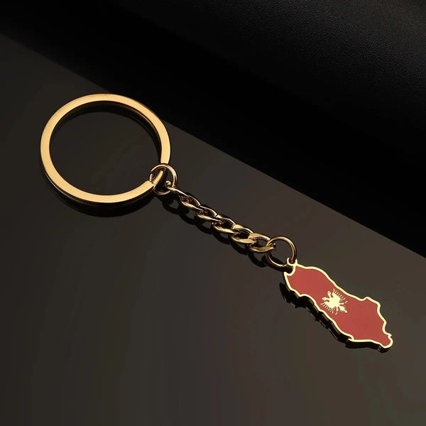 Albania Flag Map Keychain