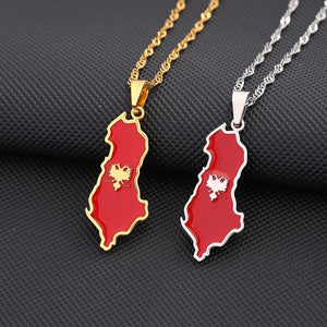 Albania Flag Map Necklace